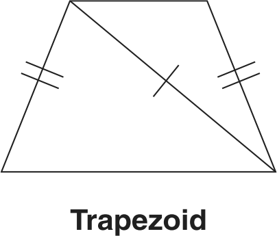 Isosceles trapezoid with diagonal and side markings