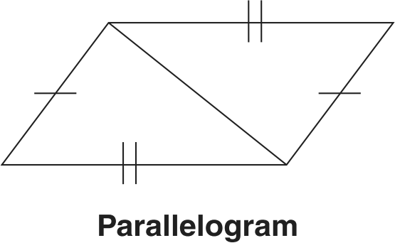 Parallelogram with diagonal and side markings