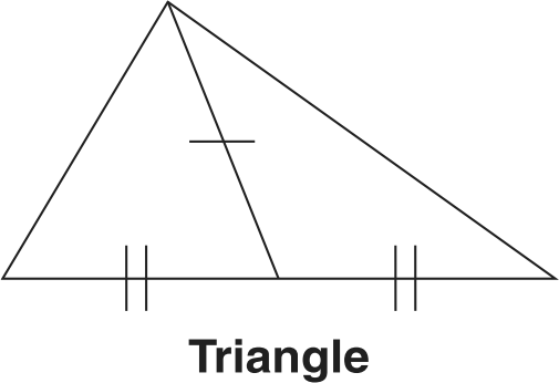 Triangle with a segment from vertex to base and side markings