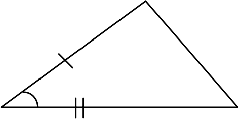 First triangle with a marked angle and included side.