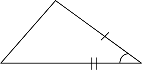 Second triangle with corresponding marked angle and included side.