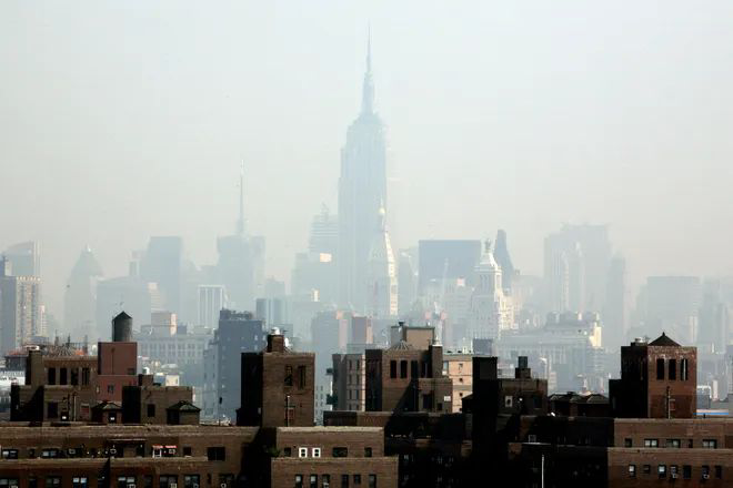 City skyline covered in smog