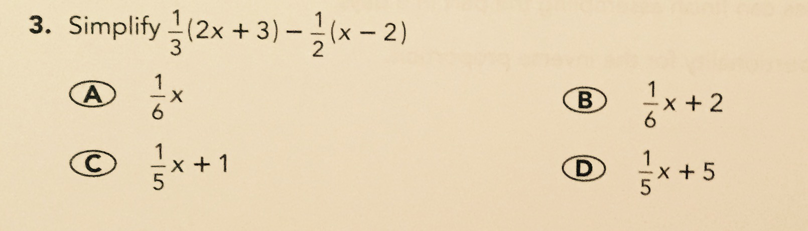 Multiple-choice options for simplifying the expression