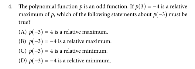 null Question 2 about odd function and relative extrema