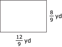 Rectangle labeled 12/9 yards by 8/9 yard